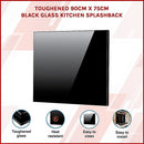 Toughened 90cm x 75cm Black Glass Kitchen Splashback - RnR Galore