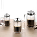 Transparent Elegant Ribbed Double Wall Glass French Press - 1000ml Heat Resistant Coffee and Tea Maker with Stainless Steel Filter - RnR Galore
