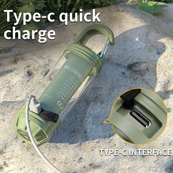 Tri - Color Portable Camping Lantern & Flashlight - Rechargeable, 360°Ambient Light & Hook Design(green) - RnR Galore