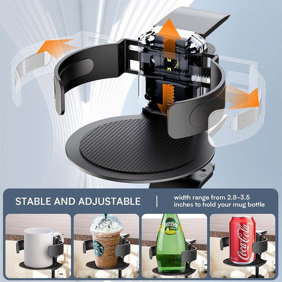 Two desktop clip - on cup holders and headphone hanger - adjustable, non - slip silicone, maximum load 15KG(silver) - RnR Galore