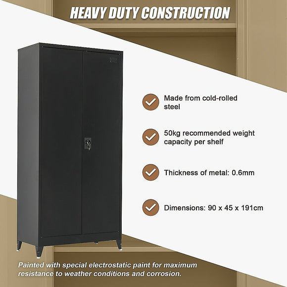 Two - Door Metal Cabinet Shelf Storage for Home Office Gym - RnR Galore