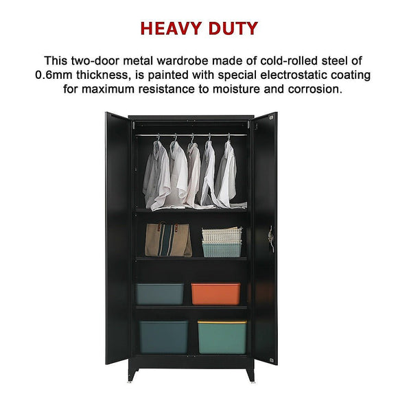Two - Door Metal Cabinet Shelf Storage for Home Office Gym - RnR Galore