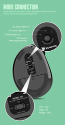 Two Ergonomic Vertical Wireless Mouse - Dual Mode (2.4G & Bluetooth), 5 Adjustable DPI, Silent Clicks, Rechargeable(black) - RnR Galore