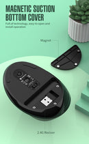 Two Ergonomic Vertical Wireless Mouse - Dual Mode (2.4G & Bluetooth), 5 Adjustable DPI, Silent Clicks, Rechargeable(black) - RnR Galore