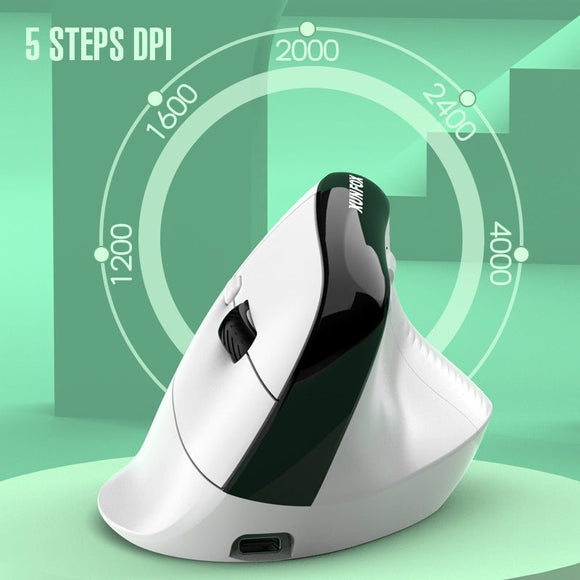Two Ergonomic Vertical Wireless Mouse - Dual Mode (2.4G & Bluetooth), 5 Adjustable DPI, Silent Clicks, Rechargeable(black) - RnR Galore