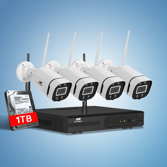 UL - tech Wireless CCTV Security System 8CH NVR 3MP 4 Square Cameras 1TB - RnR Galore