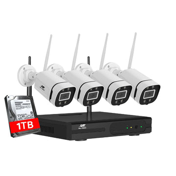 UL - tech Wireless CCTV Security System 8CH NVR 3MP 4 Square Cameras 1TB - RnR Galore