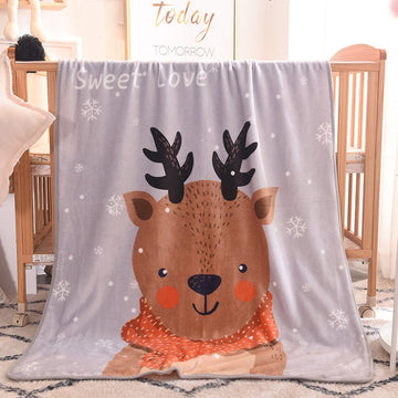 Ultra - Soft Kids Plush Fleece Blanket - Cozy Cartoon Animal Throw for All Seasons (Fawn) - RnR Galore