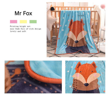Ultra - Soft Kids Plush Fleece Blanket - Cozy Cartoon Animal Throw for All Seasons (Fox) - RnR Galore
