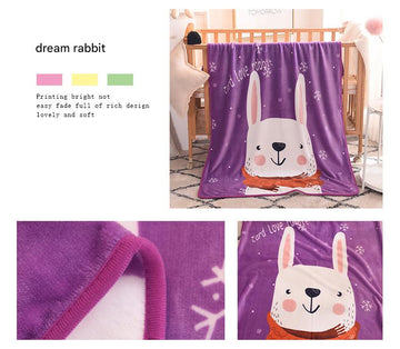 Ultra - Soft Kids Plush Fleece Blanket - Cozy Cartoon Animal Throw for All Seasons (Rabbit) - RnR Galore