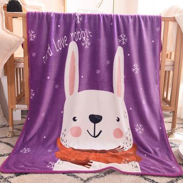 Ultra - Soft Kids Plush Fleece Blanket - Cozy Cartoon Animal Throw for All Seasons (Rabbit) - RnR Galore