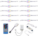 Under Counter LED Light Kit, RGBWW Under Cabinet Lighting, 10 Packs Colored Cabinet Lights with Wireless 40 - Key IR Dimmable Remote Control (10 Lights) - RnR Galore