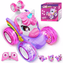 Unicorn remote control car for girls, 360° rotating four - wheel drive stunt remote control car with cute lights, rechargeable toy - children's birthday gift - RnR Galore