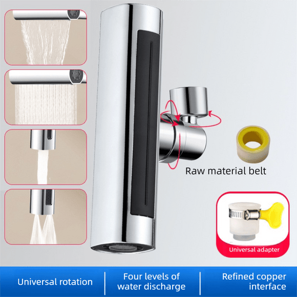 Universal 4 - Mode Kitchen Tap Extender Waterfall Flying Rain Effect 360 Swivel Faucet Aerator Nozzle with Alloy Cap and Adapters Anti - Splash Sink Attachment - RnR Galore