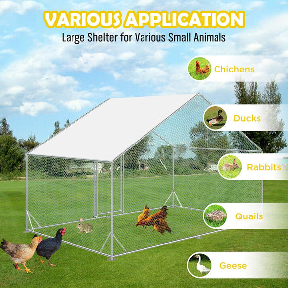 VaKa 3x2x1.95m Metal Walk - in Chicken Coop Rabbit Hutch Cage Hen House Chook Au - RnR Galore