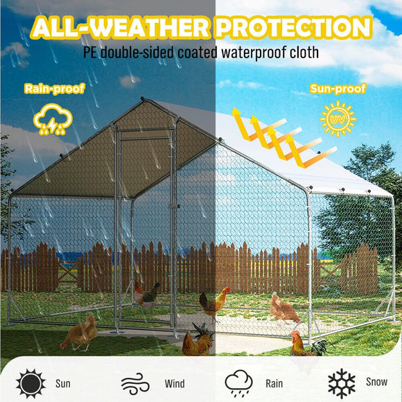VaKa 3x2x1.95m Metal Walk - in Chicken Coop Rabbit Hutch Cage Hen House Chook Au - RnR Galore