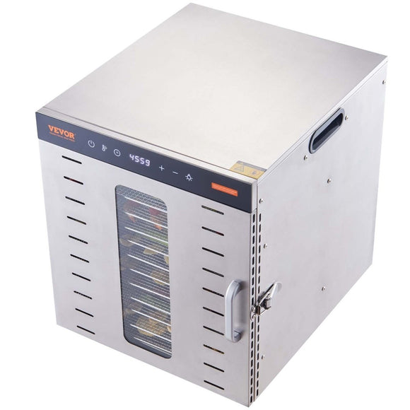 VEVOR 10 Trays Food Dehydrator Machine Stainless Steel 1000W Jerky Fruit Drying - RnR Galore