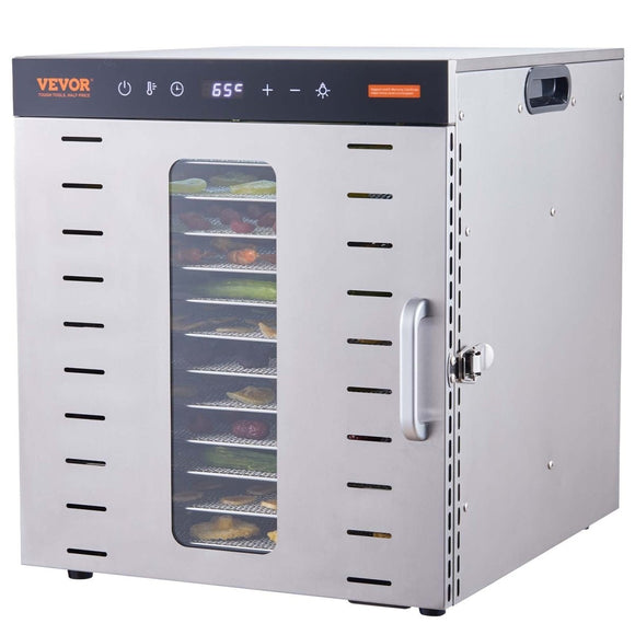 VEVOR 10 Trays Food Dehydrator Machine Stainless Steel 1000W Jerky Fruit Drying - RnR Galore