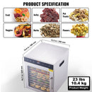 VEVOR 10 Trays Food Dehydrator Machine Stainless Steel 800W Jerky Fruit Drying - RnR Galore
