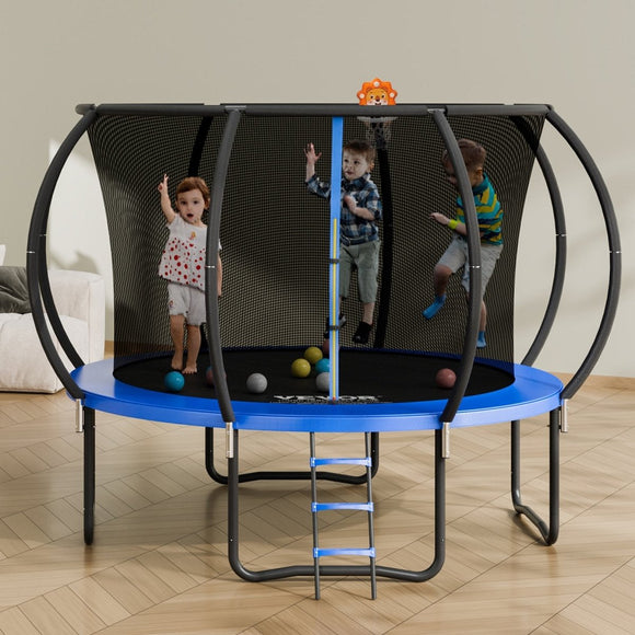 VEVOR 10FT Trampoline, 330 lbs Trampoline with Enclosure Net, Ladder, and Curved Pole, Heavy Duty Trampoline with Jumping Mat and Spring Cover Padding, Outdoor Recreational Trampolines for Kids Adults - RnR Galore