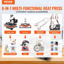 VEVOR 1400W Heat Press Machine 8 In 1 Sublimation Steel Frame Heat Presses with Temperature And Time Control (12X15INCH 8IN1) - RnR Galore