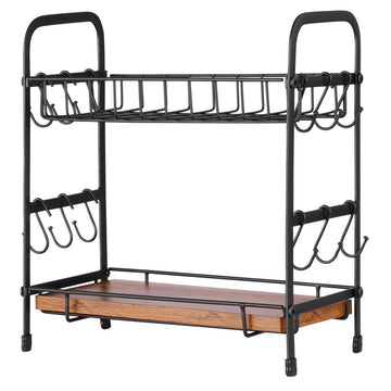 VEVOR 2 Tier Coffee Bar Organizer for Countertop w/ 12 Movable Hooks Mug Holder - RnR Galore