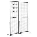 VEVOR 2' x 5.6' Grid Wall Panels Tower, 2 Packs Wire Gridwall Display Racks with T - Base Floorstanding, Double Side Gridwall Panels for Art Craft Shows, Retail Display with Extra Clips and Hooks - RnR Galore