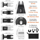 VEVOR 30PCS Multi Tool Blades Kits, Universal Quick Release Oscillating Saw Blades, 8 Types Wood Metal Plastic Oscillating Tool Blades, Fit Dewalt Bosch Milwaukee Hitachi Chicago Craftsman - RnR Galore