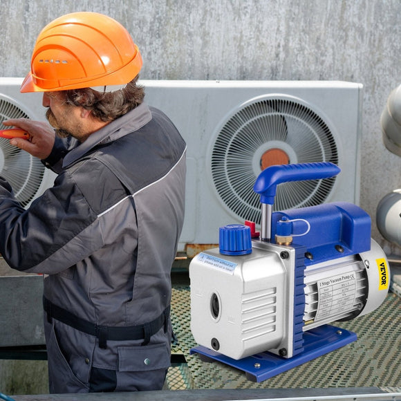 Vevor 4CFM 1/4HP Rotary Vane Vacuum Pump + R134AManifold Gauge Tester Charging +Hose - RnR Galore