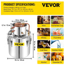 VEVOR 50L Water Alcohol Distiller Copper Moonshinestill Brewing w/ Water Pump - RnR Galore