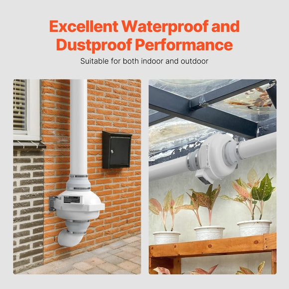 VEVOR 6" to 4.5" Radon Mitigation Fan System Kit Quiet 380 CFM Inline Duct Fan - RnR Galore