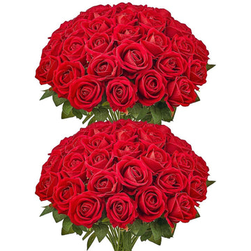 VEVOR 60 Pcs Red Roses Artificial Flowers Realistic Bouquet for Xmas Home Decor - RnR Galore