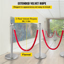 VEVOR 6PCS Red Rope Stanchion Silver Post Crowd Control Queue Line Barrier - RnR Galore