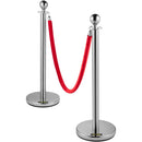 VEVOR 6PCS Red Rope Stanchion Silver Post Crowd Control Queue Line Barrier - RnR Galore