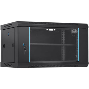 VEVOR 6U Wall Mount Network Server Cabinet, 15.5'' Deep, Server Rack Cabinet Enclosure, 200 lbs Max. Ground - mounted Load Capacity, with Locking Glass Door Side Panels, for IT Equipment, A/V Devices - RnR Galore