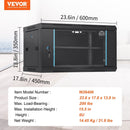 VEVOR 6U Wall Mount Network Server Cabinet, 15.5'' Deep, Server Rack Cabinet Enclosure, 200 lbs Max. Ground - mounted Load Capacity, with Locking Glass Door Side Panels, for IT Equipment, A/V Devices - RnR Galore