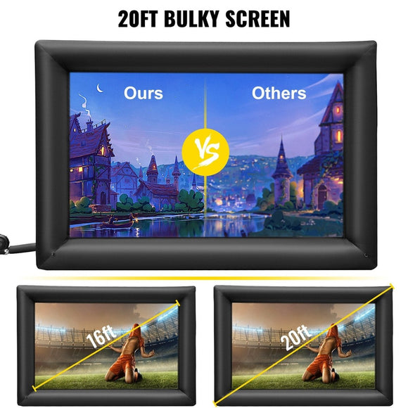 VEVOR 6x4m Inflatable Projector Screen Movie Screen Outdoor Theater w/Blower - RnR Galore