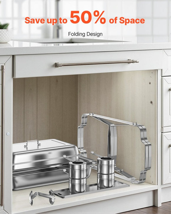 VEVOR 8 Qt 6 Pack Rectangle Chafing Dish Buffet Set Fullsize Pan Stainless Steel - RnR Galore