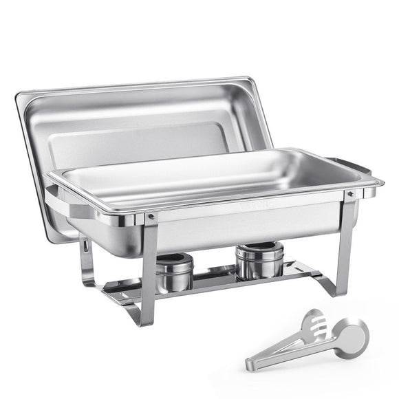 VEVOR 8 Qt 6 Pack Rectangle Chafing Dish Buffet Set Fullsize Pan Stainless Steel - RnR Galore