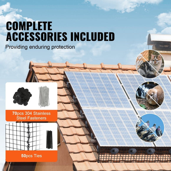 VEVOR 8in x 100ft Solar Panel Bird Guard Critter Guard Roll Kit 70pcs Fasteners - RnR Galore