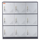VEVOR 9 Doors Metal Storage Cabinet Employees Steel Storage Cabinet Office Gray - RnR Galore