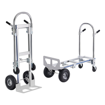 VEVOR Aluminum Hand Truck, 2 in 1, 363 kg Max Load Capacity, Heavy Duty Industrial Convertible Folding Hand Truck and Dolly, Utility Cart Converts from Hand Truck to Platform Cart with Rubber Wheels - RnR Galore