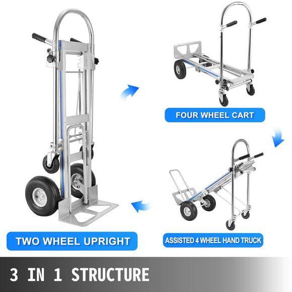 VEVOR Aluminum Hand Truck 3 in 1 Folding Hand Truck Convertible Hand Truck and Dolly - RnR Galore