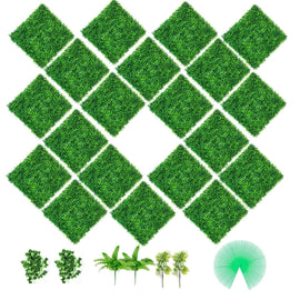 VEVOR Artificial Boxwood Panels, 20 PCS 20\"x20\" Boxwood Hedge Wall Panels, PE Artificial Grass Backdrop Wall 1.6\", Privacy Hedge Screen for Decoration of Outdoor, Indoor, Garden, Fence, and Backyar - RnR Galore