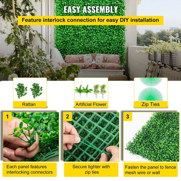 20 PCS Artificial Boxwood Hedge Panels, Privacy Screen for Indoor/Outdoor Decoration - RnR Galore