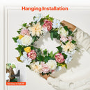 VEVOR Artificial Decorative Wreath 60.96 cm White Pink Yellow Peonies Hydrangeas - RnR Galore