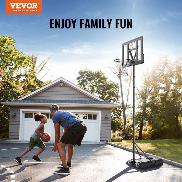 VEVOR Basketball Hoop, 4 - 10 ft Adjustable Height Portable Backboard System, 44 inch Basketball Hoop & Goal, Kids & Adults Basketball Set with Wheels, Stand, and Fillable Base, for Outdoor/Indoor - RnR Galore
