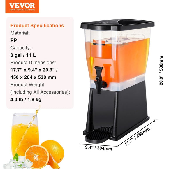 VEVOR Beverage Dispenser, 3 Gallon Drink Dispenser for Parties, Plastic Juice Dispenser with Stand Spigot Lid, Iced Tea Lemonade Juice Water Dispenser, for Restaurants, Hotels, Parties - RnR Galore