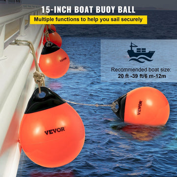 VEVOR Boat Buoy Balls, 15\" Diameter Inflatable Heavy - Duty Marine - Grade PVC Marker Buoys, Round Boat Mooring Buoys, Anchoring, Rafting, Marking, Fishing, Orange - RnR Galore