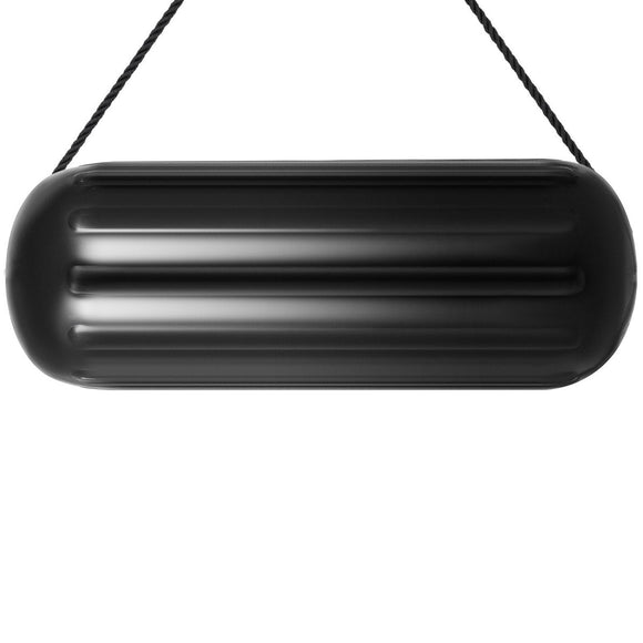 VEVOR Boat Fenders, 10" x 28" Ribbed Fender, 4 Pack Boat Bumpers, Hole Through Middle Ribbed Inflatable Boat Fender with 4 Ropes, for Pontoon Boat Sailboat, Ski Boat, Black - RnR Galore